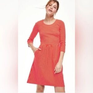 Boden- Janie-Orange-White-3/4 Sleeve Mini Dress- Women’s 8 Long